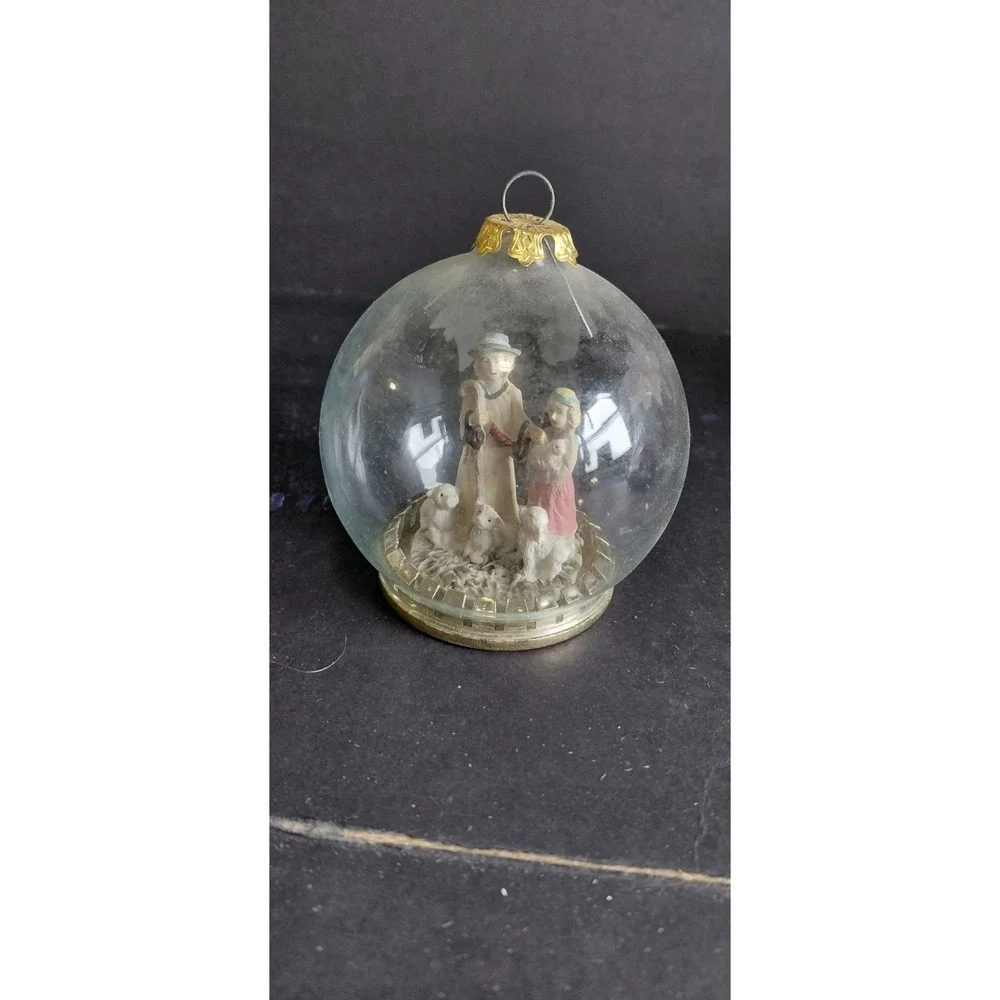 vintage House   Lloyd Christmas Around the World Shepherd Glass Diorama Ornament